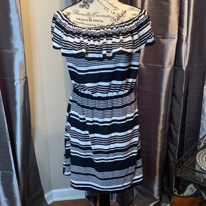 Derek Heart Striped Off-shoulder or Cap Sleeves Mini Dress NWT L